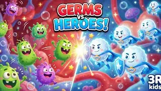Funny Germs vs White Blood Cells 🦠⚪ | Human Body Adventure for Kids | SR 3D kids