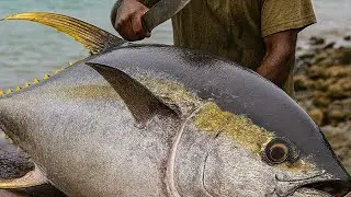 🔥Insane Tuna Master Skills! Giant Yellowfin Cut Like a Pro at Traditional Market!