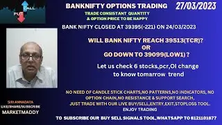 WILL BANKNIFTY CROSS 39513 OR BREAK 39094.WATCH TREND LEVELS OF 6 BANK STOCKS,PCR,OI  FOR 27/03/2023