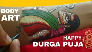 Durga Puja Special Hand Painting 🎨 | Body Art with Acrylic Colors | Festive Art 🌸