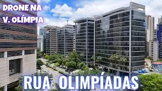 Drone na Vila Olímpia, um dos maiores centros financeiros de São Paulo: Rua Olimpíadas e arredores