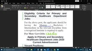 Primary and Secondary Healthcare Department Punjab Jobs 2020 Lahore