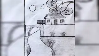 Pencil Sketch of a Dreamy Landscape | How to Draw a Village Scenery Easily with Pencil | Drawing 