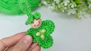 super beaded keychain design ☘️ Crochet instructions 🌼#crochet #knitting #crochetkeychain 