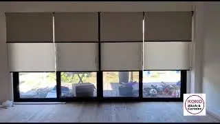 Double roller blinds on slide door and Bay window