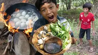 Primitive Technology - Cooking egg duck and eating By ( Kmeng Prey )