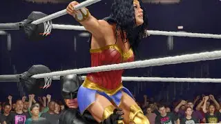WWE 2k25: Batman '89 (Michael Keaton) vs Wonder Woman (Chyna) #intergender #wrestling