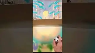 Spray Paint Art Transformation Blank Canvas to Dreamlike Scene  #painting