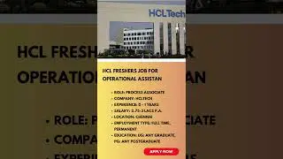 HCL Freshers Job for Operational Assistant | Link in Description | #shorts #job #hcljobs