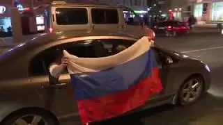 Russian Soccer Fans Party on Moscow Streets After World Cup Win
