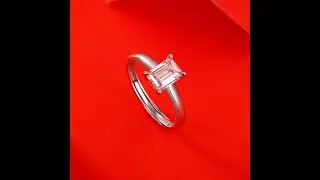 Emerald Shaped Cutting Moissanite Diamond Sterling Silver Open Ring - Monarjew #shorts