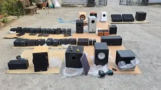 I'm unpacking a few JBL and Bose bookshelf speakers. Center speakers and powered subwoofers with ...