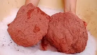 Dusty Crunchy gritty Red dirt Crumble dry on floor and Dipping in bubble 💭 water 💦💦 paste Play ASMR