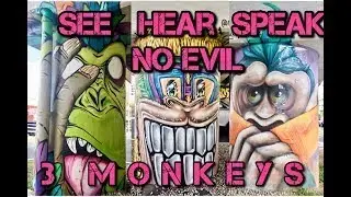 Panam&aacute; Street Art: 3 Wise Monkeys See No Evil Hear No Evil Speak No Evil / 3 Monos Sabios