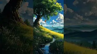🌿 Peaceful Nature Animation | Relaxing Scenery with Tree, River & Mountains | YouTube Shorts #shorts