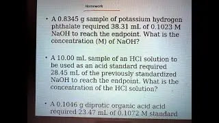 [Chemistry] A 0.8345 g sample of potassium hydrogen phthalate required 38.31 mL of 0.1023 M NaOH