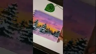 Sunset in snow #shorts #short #aesthetic #acrylicpainting #art #drawing #painting #easy #cute #beach