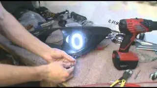 FlyRyde Genesis Coupe Black Headlights with White LED Angel Eyes + Install Guide