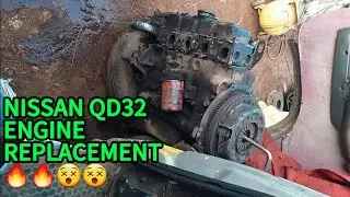 NISSAN QD32 ENGINE REPLACEMENT #cars #diy #diygarage #mechanic #garage #restoration #qd32