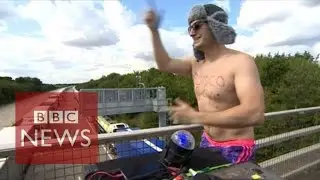 Disco Boy entertains truckers - BBC News