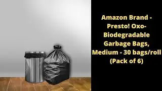 Amazon Brand - Presto! Oxo-Biodegradable Garbage Bags, Medium - 30 bags/roll (Pack of 6)
