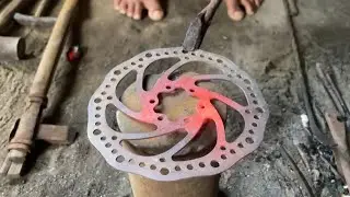 Amazing Bike discBrake Saku kinfe making Process// Saku Cleaver Knife making #blacksmith#viralvideo