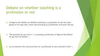 Issues in Teaching profession in Nigeria  part one