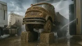 Deep Cleaning Muddy Mercedes-Benz Truck with High Pressure😱 Satisfying Pressure Washing ASMR Truck