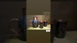 Traditional Hand Printed Copper Water Jug With Printed Copper Glass - Ecohind