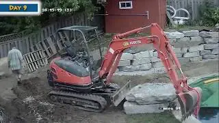 Armour Stone Retaining wall build around pool