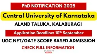 Central University of Karnataka/ Ph.D Admission 2025/ 2026/ Kalaburagi/ #phdadmissions2025 #india 