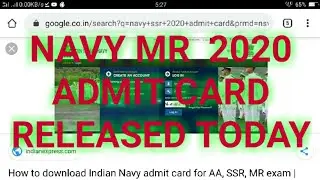 NAVY MR ADMIT CARD RELEASED TODAY
