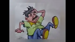 Caricature painting with watercolor 