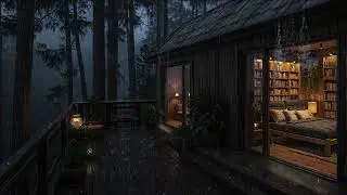 Gentle Cabin Roof Rain in the Woods 🌲 Warm Indoor Ambience for Restful Sleep | 4K &ndash; No Ads
