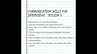 Communication Skills For Interviews : Final Session