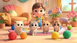 Five Silly Baby Kittens Rolling a Yarn Ball | Fun Kids Song | Nursery Rhymes