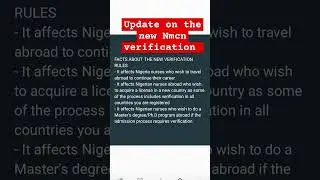 FACTS ABOUT THE NEW NMCN VERIFICATION
