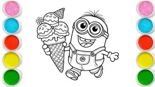 Cute Minion Drawing, Painting and Coloring for Toddlers -Child Art 