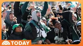 Philadelphia Eagles fans celebrate Super Bowl win with parade