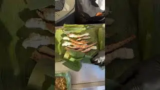 My favorite way to cook king crab 🦀 legs. Wrapped in banana leaves.#grillfood #foodie #kingcrablegs