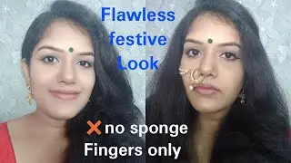 Minimal Neutral Festival Makeup Look || base makeup using fingers || ❌No sponge / beauty blender
