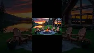 Lakeside Sunset by the Fire  Cozy Cabin Ambience in 8K Ultra  HD #amience #naturesounds #relax