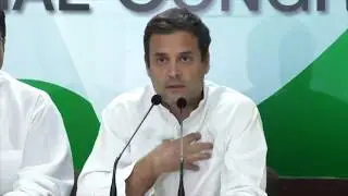 Congress President Rahul Gandhi addresses the media at AICC HQ