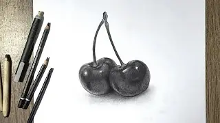 Menggambar buah chery dengan pensil 2b