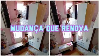 Faxina completa no quarto + mudando os móveis | Rotina real de dona de casa