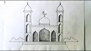 Mosque Drawing easy method || Masjid drawing easily|| pencil art