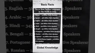 Top 10 Most Spoken Languages In the World #facts