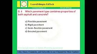 Highway Engineering II | Model Exit Exam Questions for Civil Engineering Exit Exam