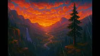 Beautiful Sunset Pixel Art | Mountain and Valley Scene || Relaxing Sleep Sounds