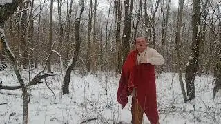 Eastern/woodland Native American dress in the winter time.